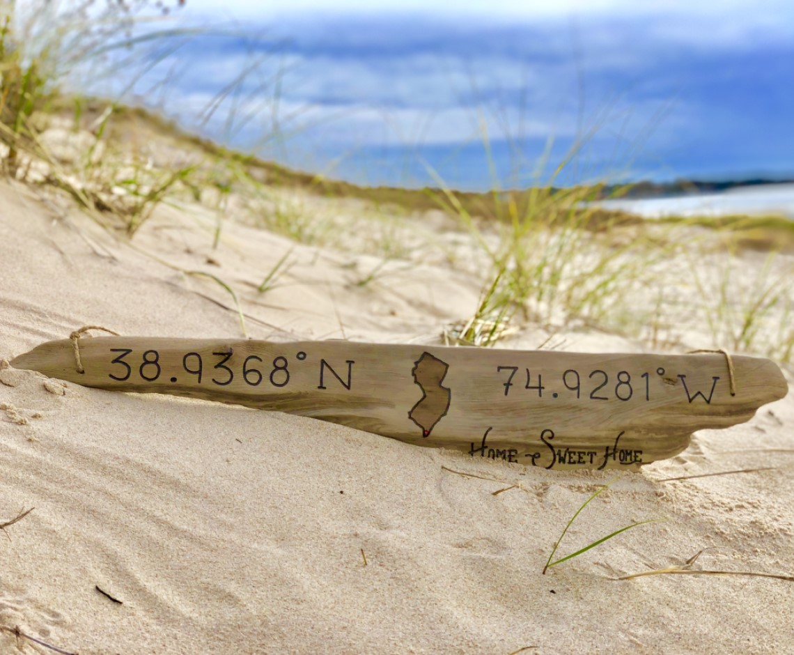 Any State Outline with coordinates on driftwood