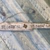 Texas driftwood sign with personalized coordinates
